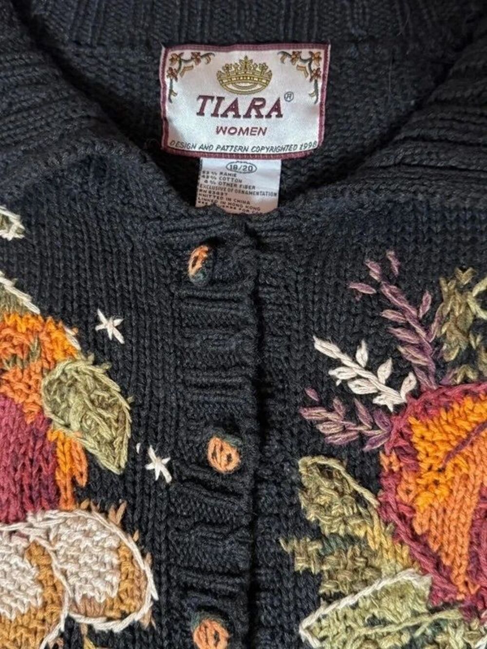Halloween Kitschy Novelty Autumn Pumpkin Rooster Harvest Tiara Cardigan US 18/20 - Picture 7 of 11